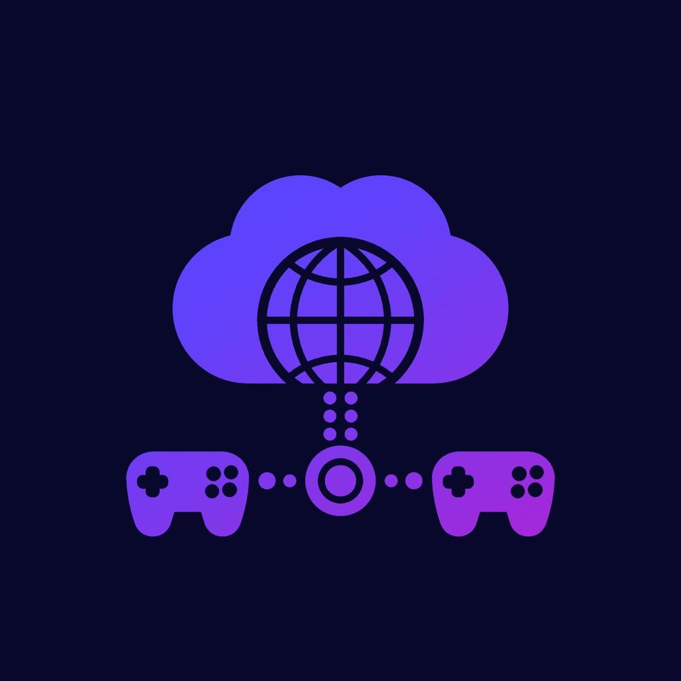 Cloud gaming icon with game controllers vector