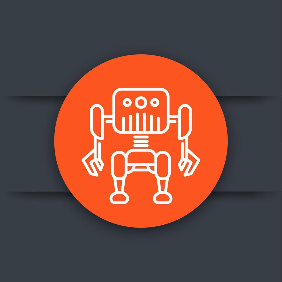Robotics, robot icon, linear pictogram, vector illustration