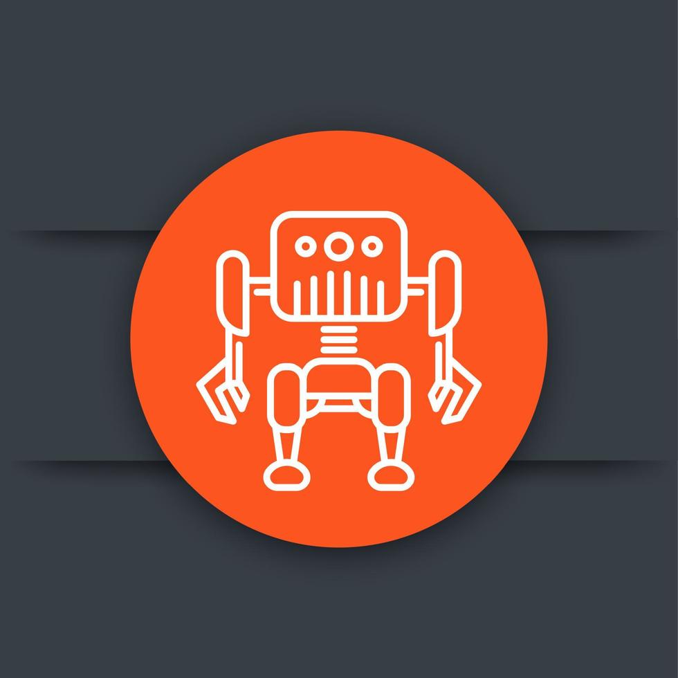 Robotics, robot icon, linear pictogram, vector illustration