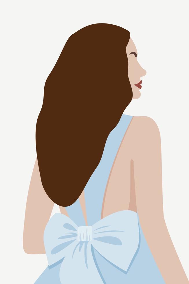 minimalist abstract portrait of young cute woman icon vector