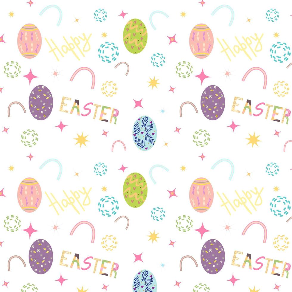 Seamless pattern of colorful Easter eggs. Perfect for wallpaper, gift paper, pattern fills, web page background, Happy Easter greeting card vector