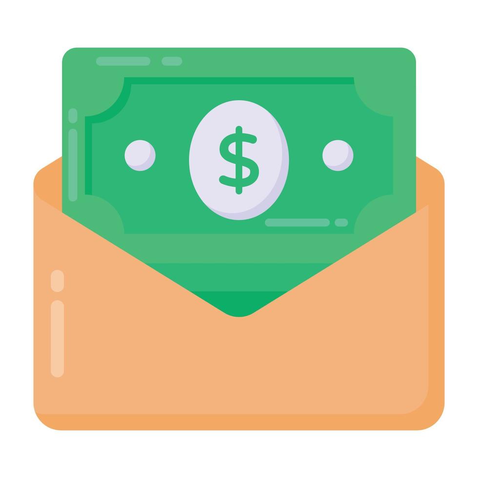 Banknote in letter denoting flat icon of money envelope vector