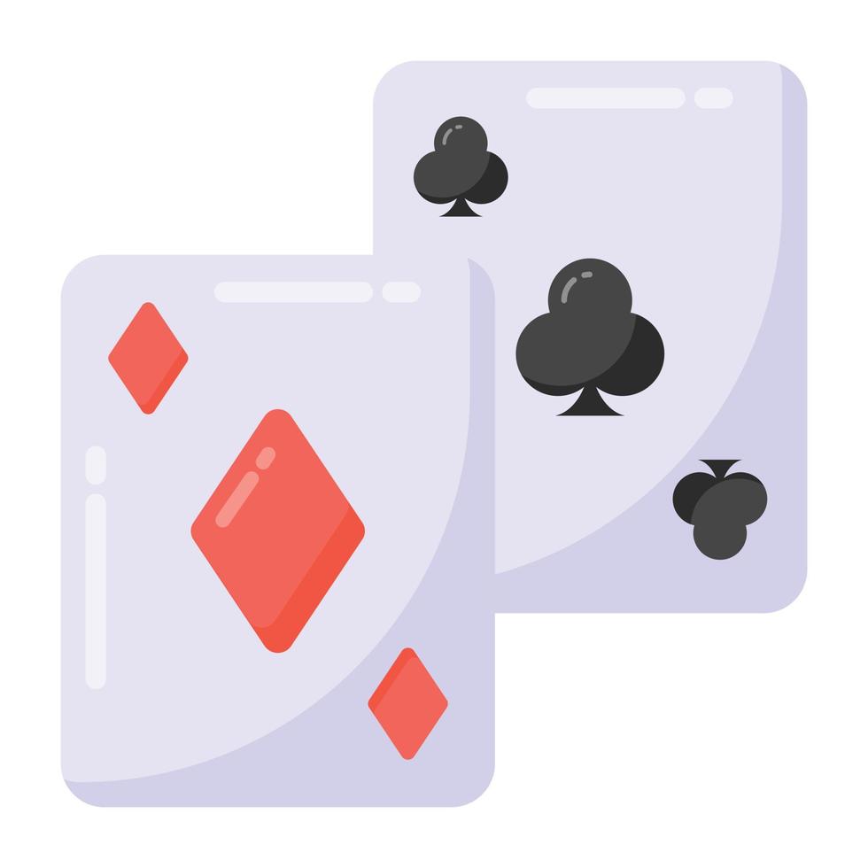 Flat style icon of playing cards, casino game vector