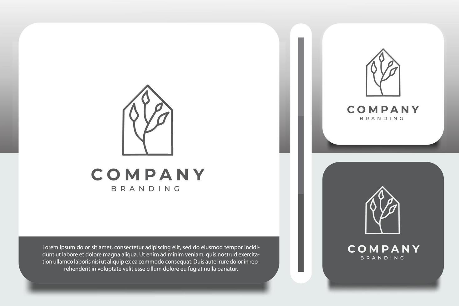 monochrome logo design template, with tree and plant icons vector
