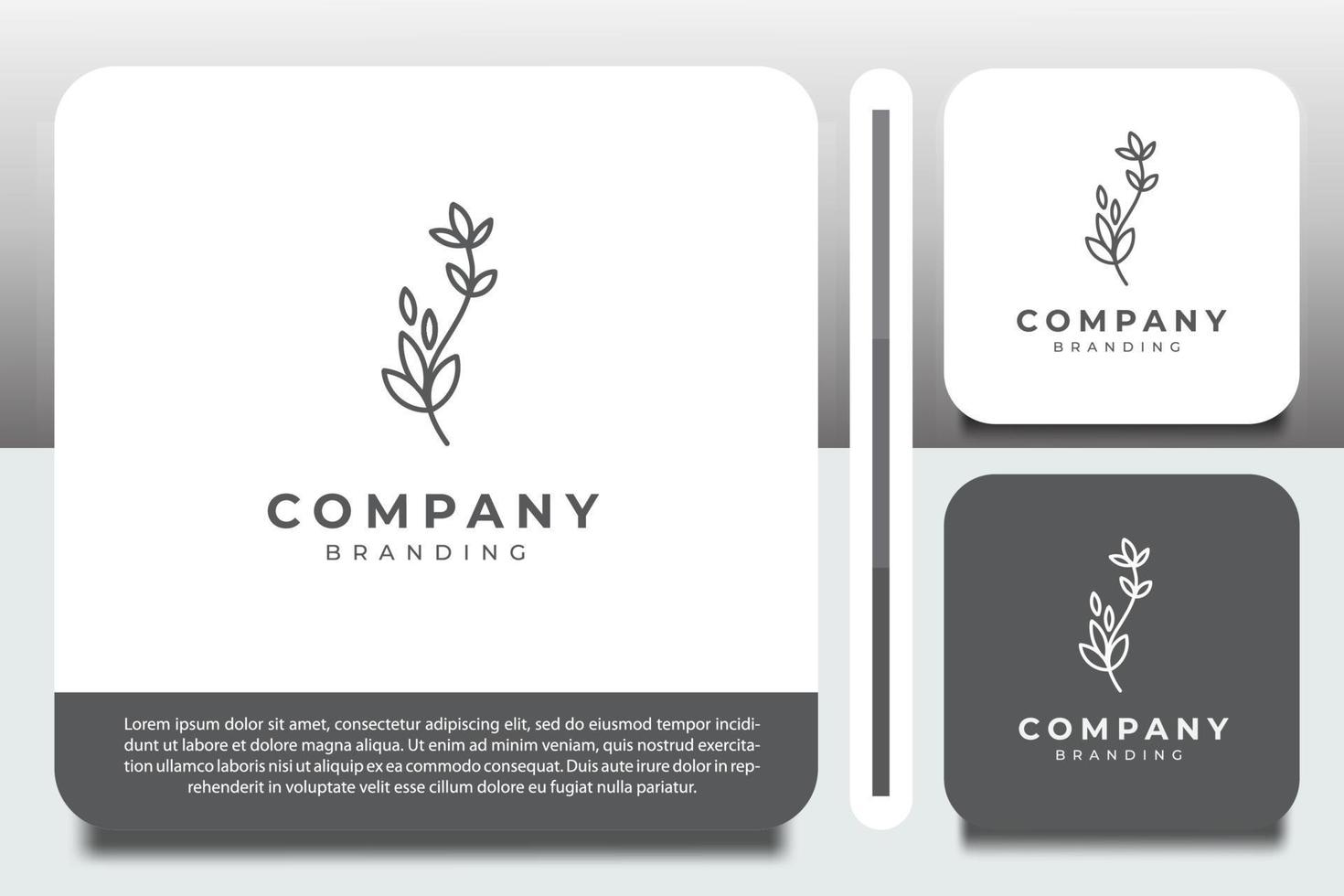 monochrome logo design template, with small tree icon outline vector