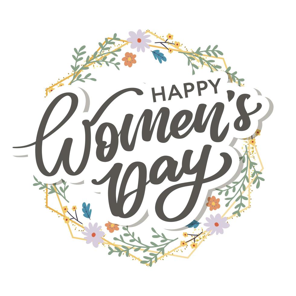 Women's Day hand drawn lettering. Red text isolated on white for postcard, poster, banner design element. Happy Women's Day script calligraphy. Ready holiday lettering design. vector