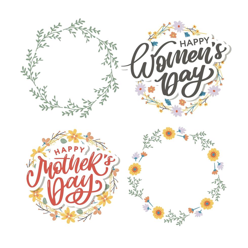 Women's Day hand drawn lettering. Red text isolated on white for postcard, poster, banner design element. Happy Women's Day script calligraphy. Ready holiday lettering design. vector