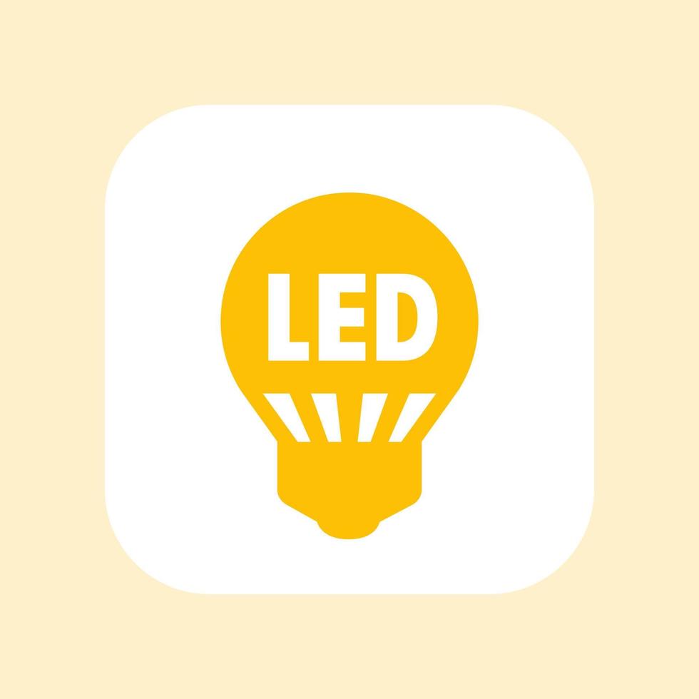 led light bulb icon, vector sign over white
