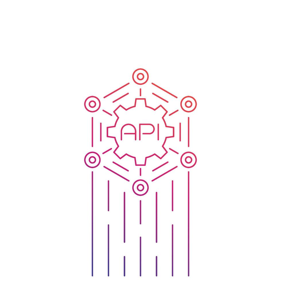 API, software integration, vector line art