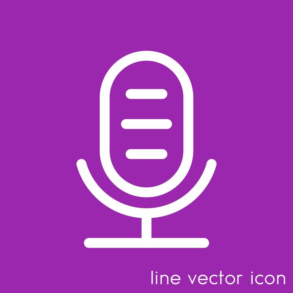 icono de línea de micrófono, símbolo de grabación de audio vector
