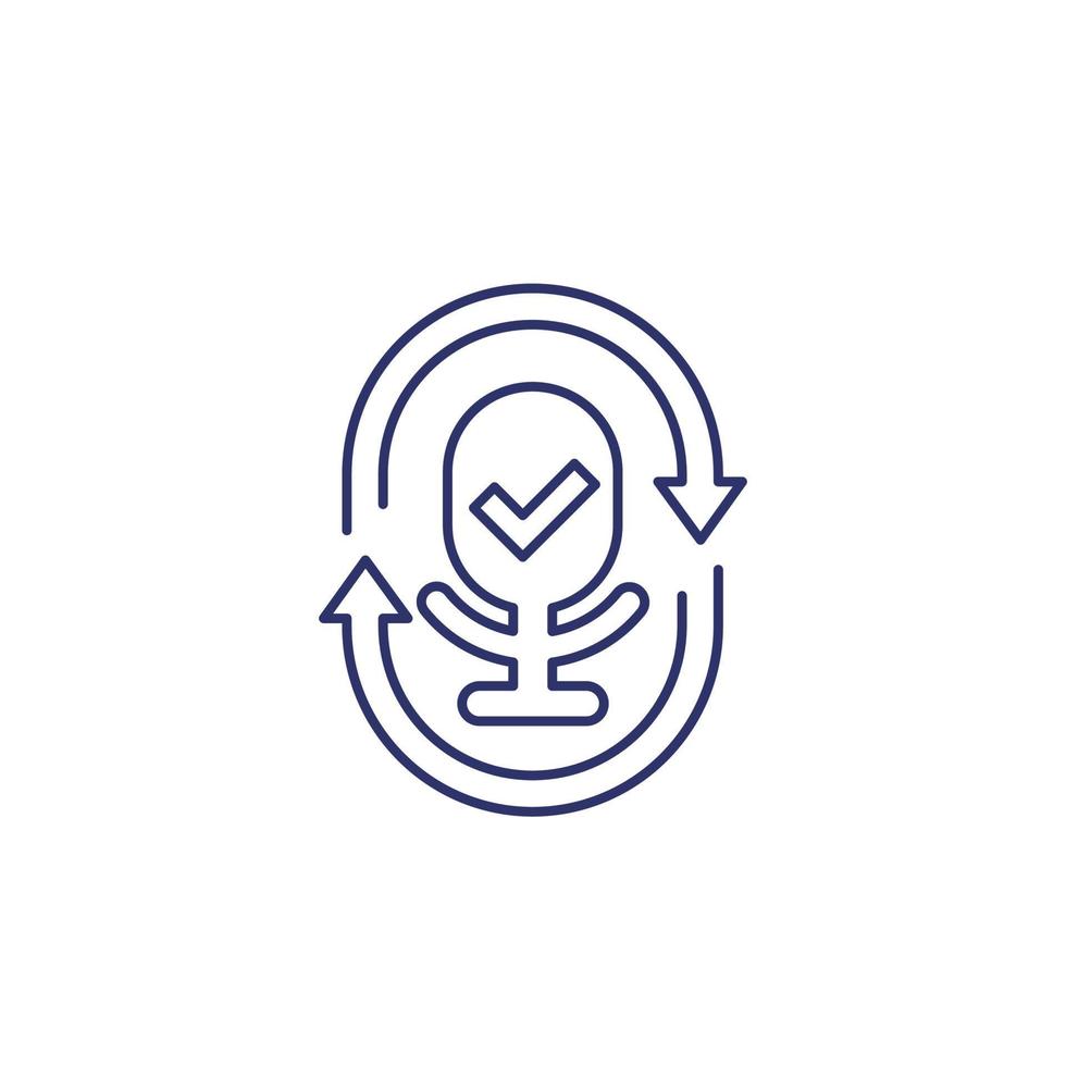 speech recognition, audio recording line icon vector