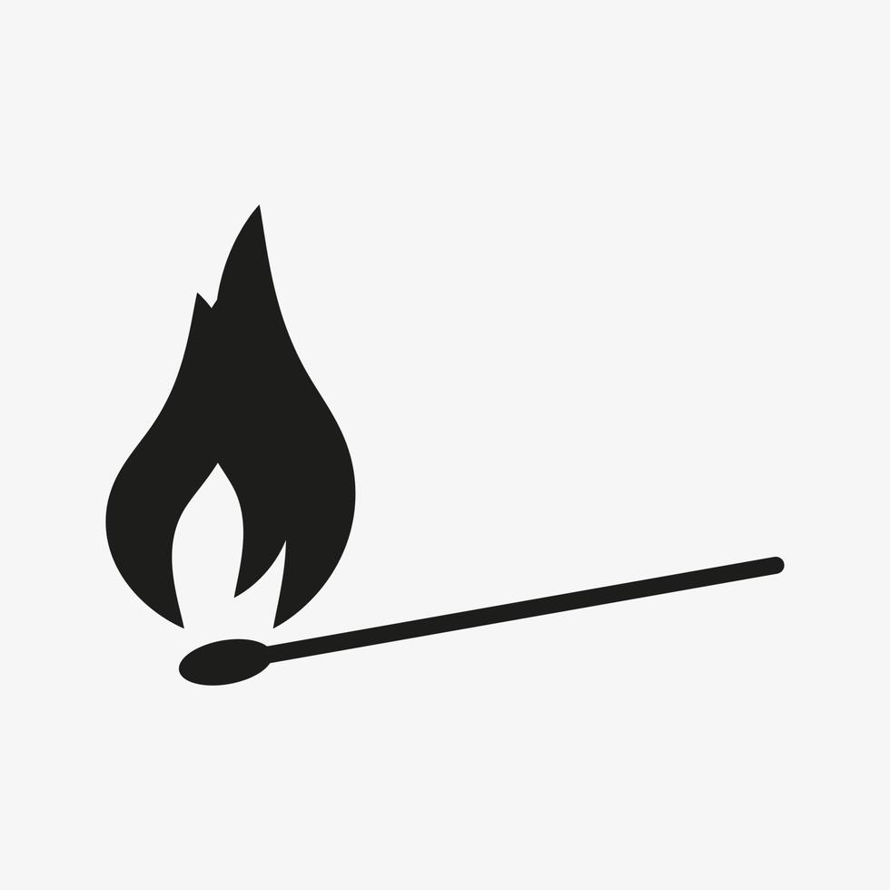 icono de vector de fósforo y llama. símbolo de fuego