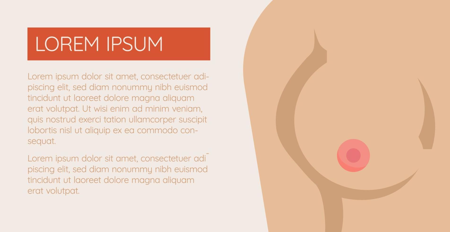 Female breast vector illustration. Breast cancer awareness concept. Woman chest template