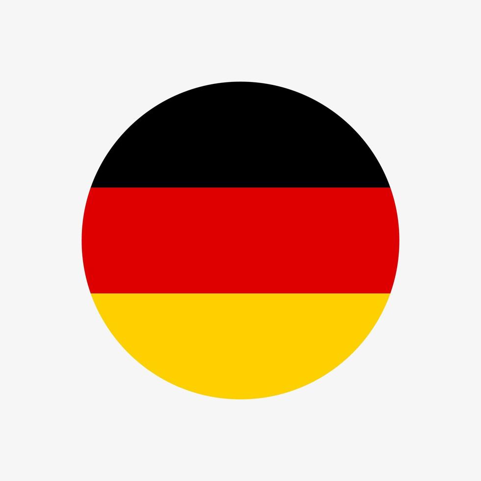 Round german flag vector icon isolated on white background. The flag of Germany in a circle