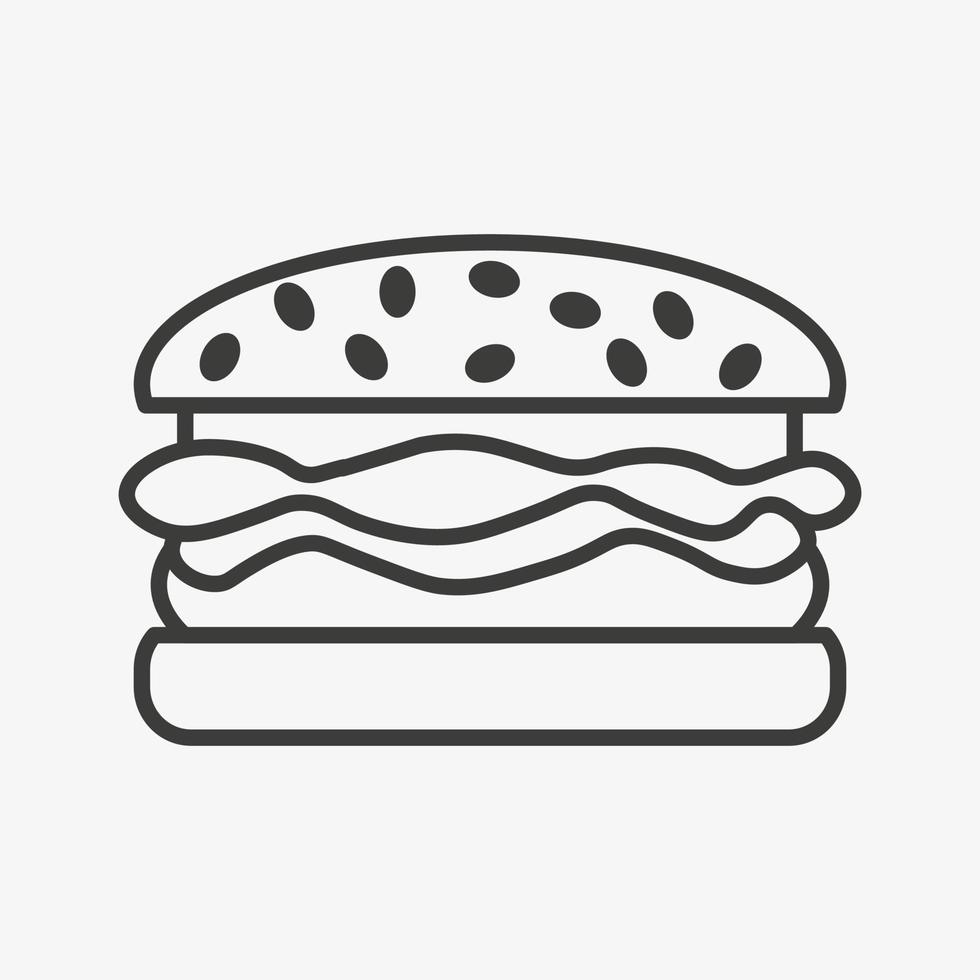 icono de vector de línea de hamburguesa aislado sobre fondo blanco
