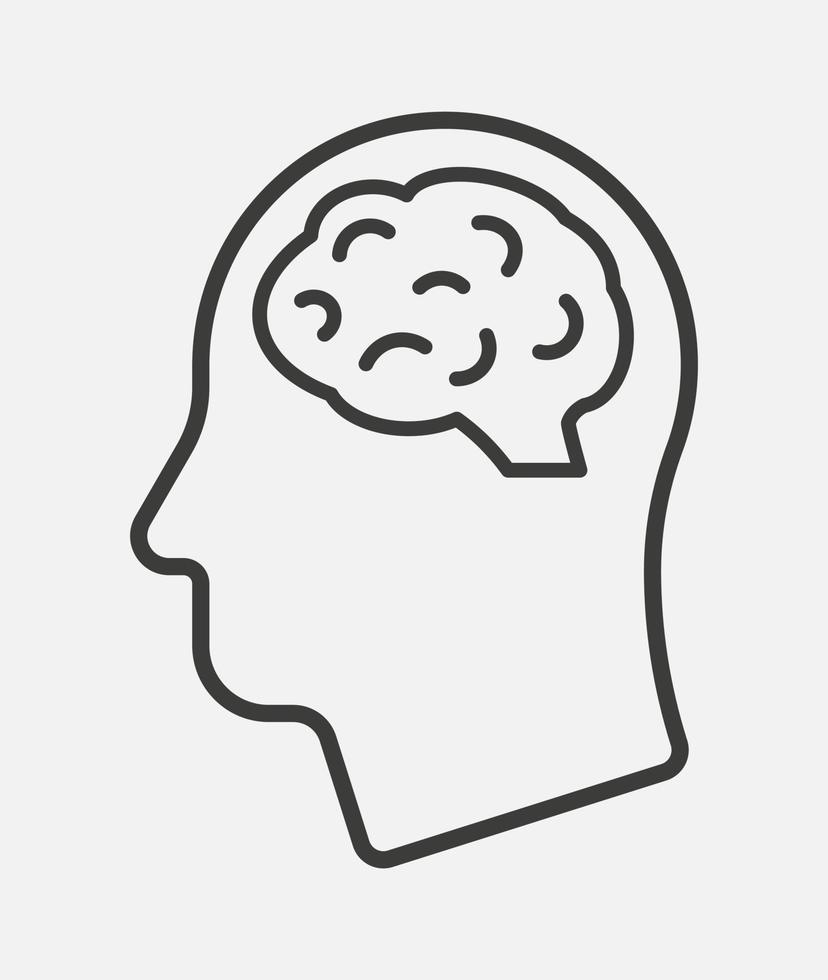 Human head with the brain vector line icon isolated on white background