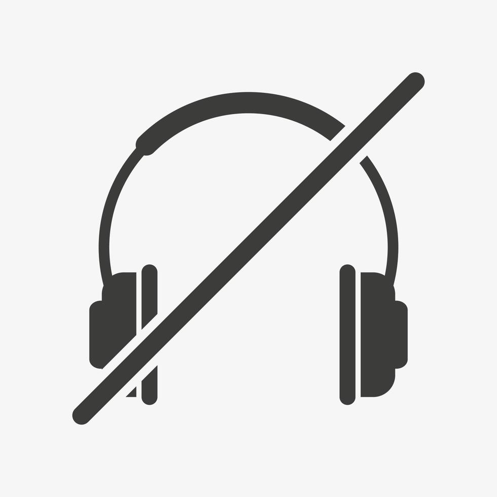 Crossed headphones icon. Listening to music not allowed vector