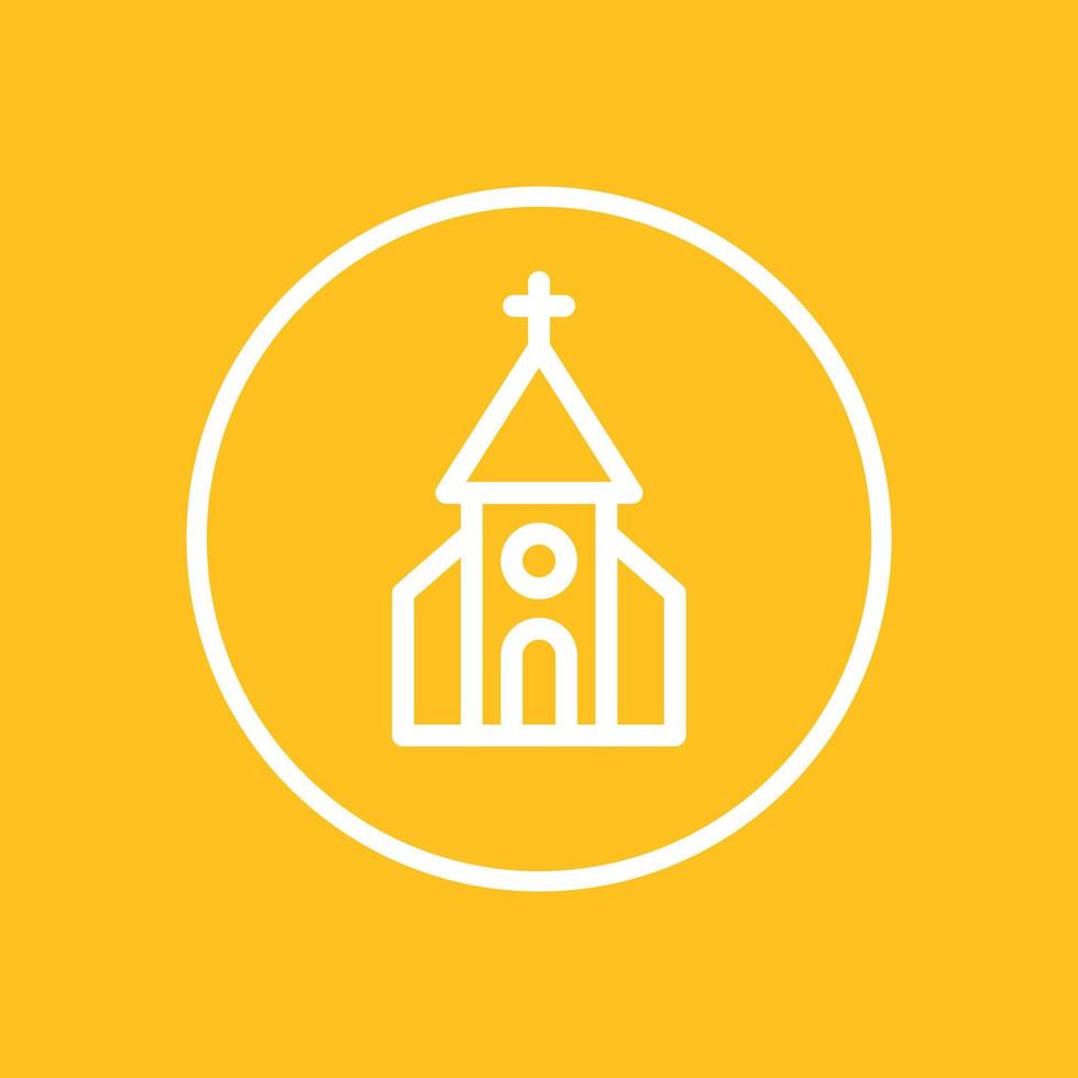 icono de la línea de la iglesia en círculo, ilustración vectorial vector