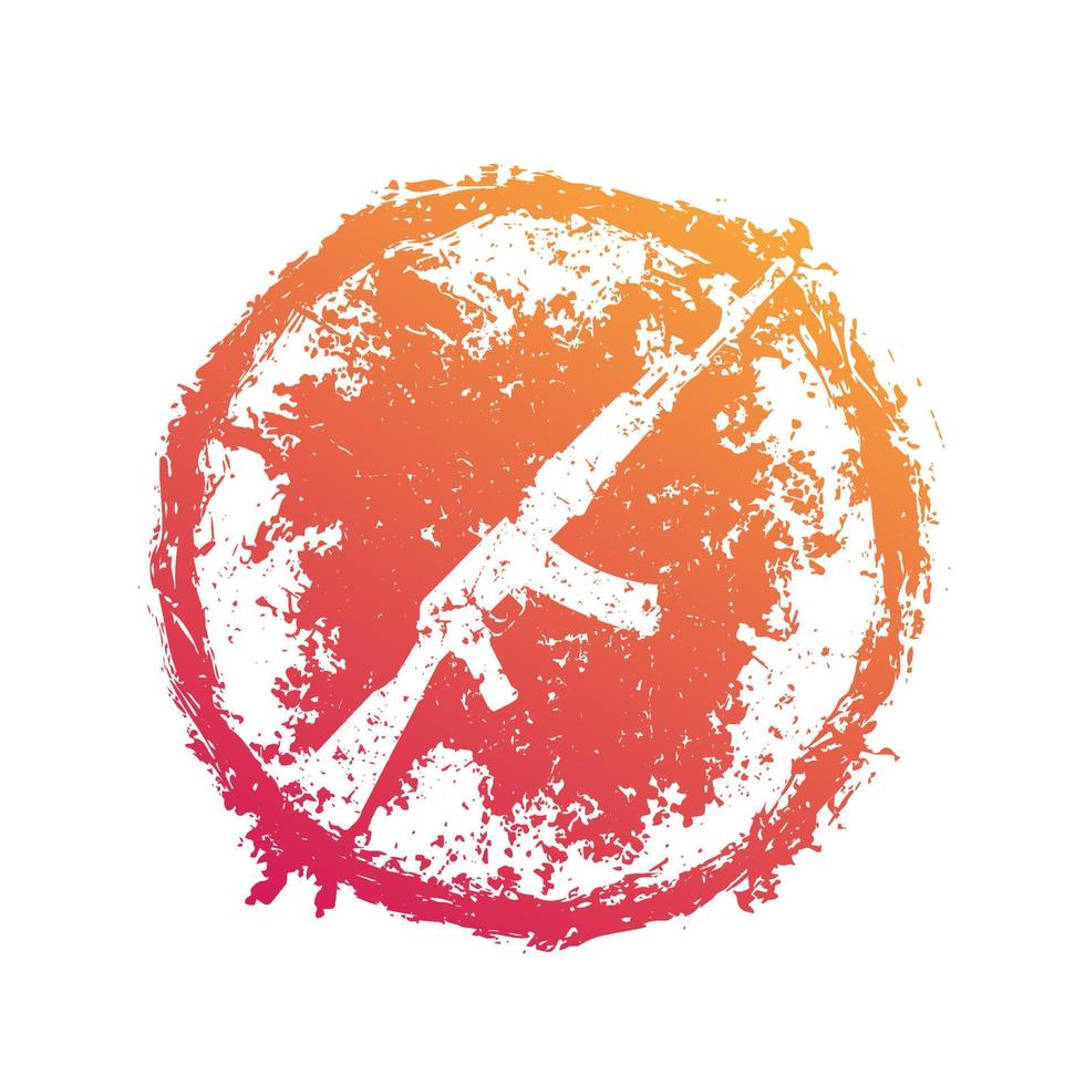 grunge emblem with assault rifle, automatic gun vector