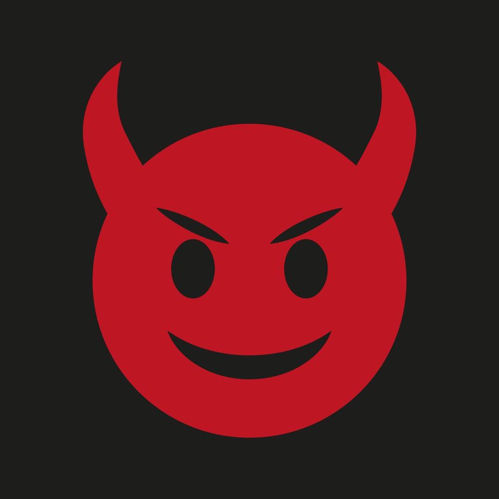 icono del diablo aislado sobre fondo negro. emoji del diablo. símbolo del infierno. emoji enojado vector