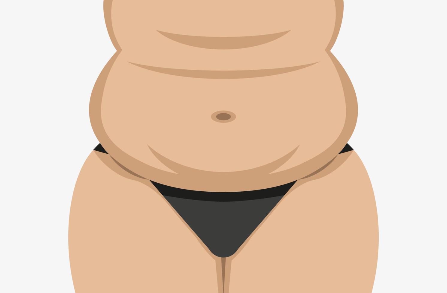 ilustración de vector de vientre femenino gordo. barriga de mujer gordita. dama de talla grande aislada sobre fondo blanco