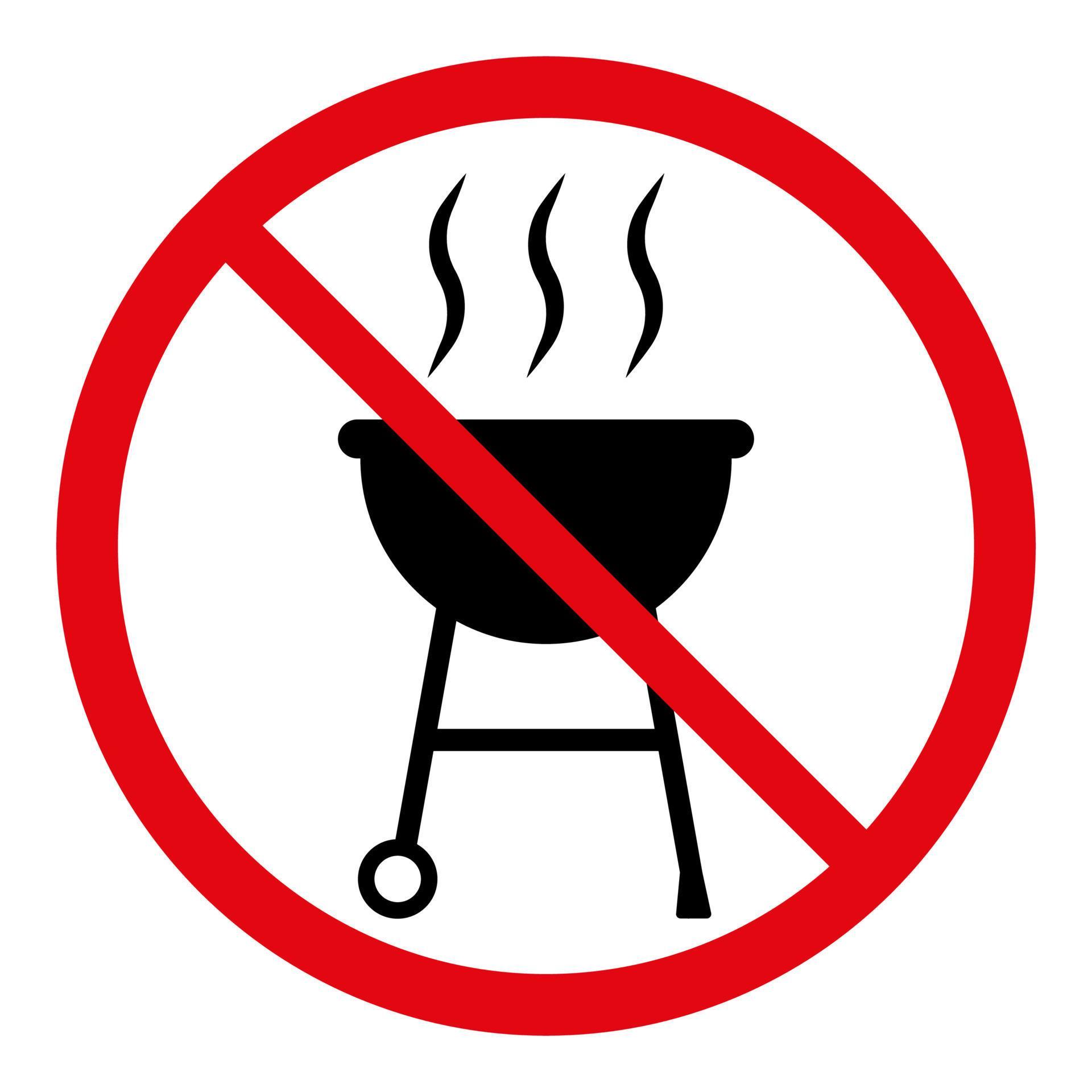 No grill sign. BBQ not allowed. Vector illustration isolated on white
