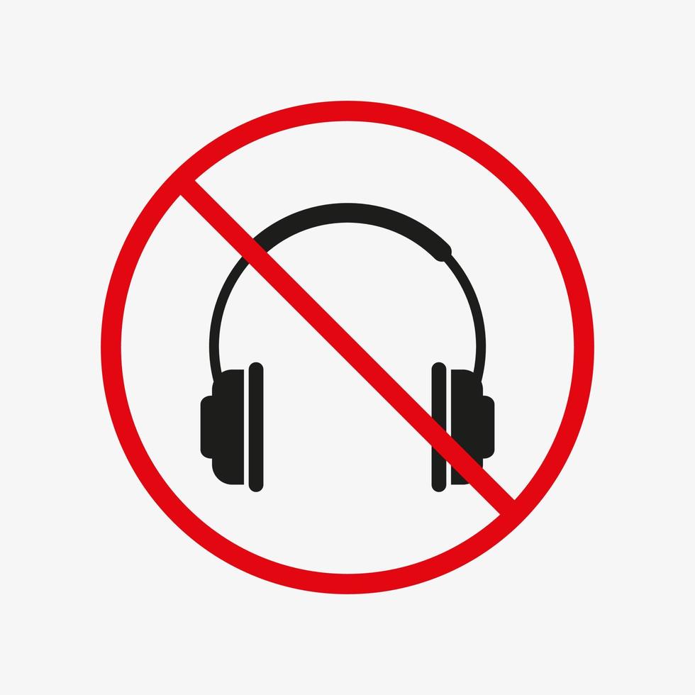 sin señal de auriculares. icono de auriculares prohibidos. ilustración vectorial vector