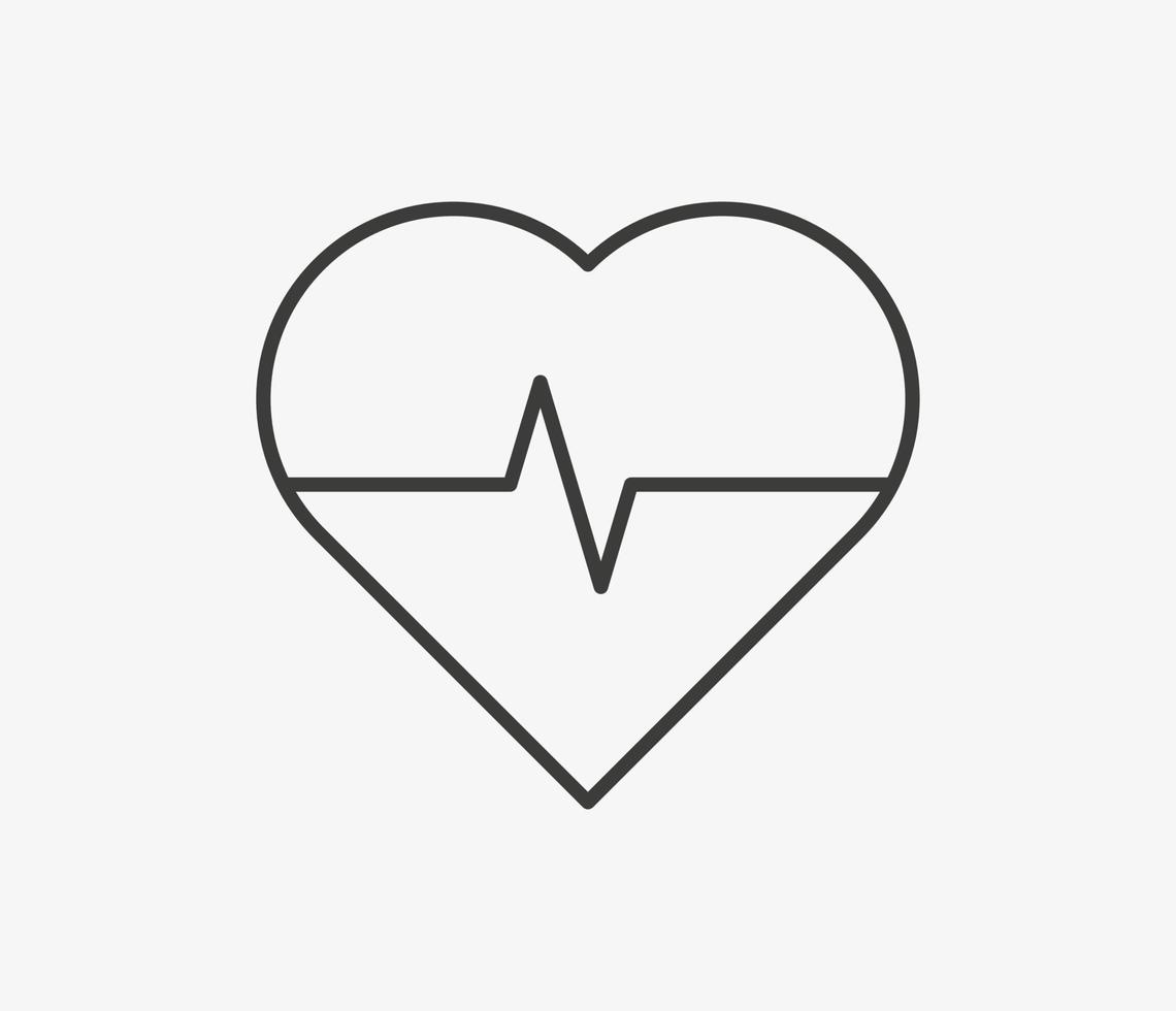 icono de esquema relacionado con la salud y la medicina. símbolo de frecuencia cardíaca. signo de ecg de latidos del corazón vector