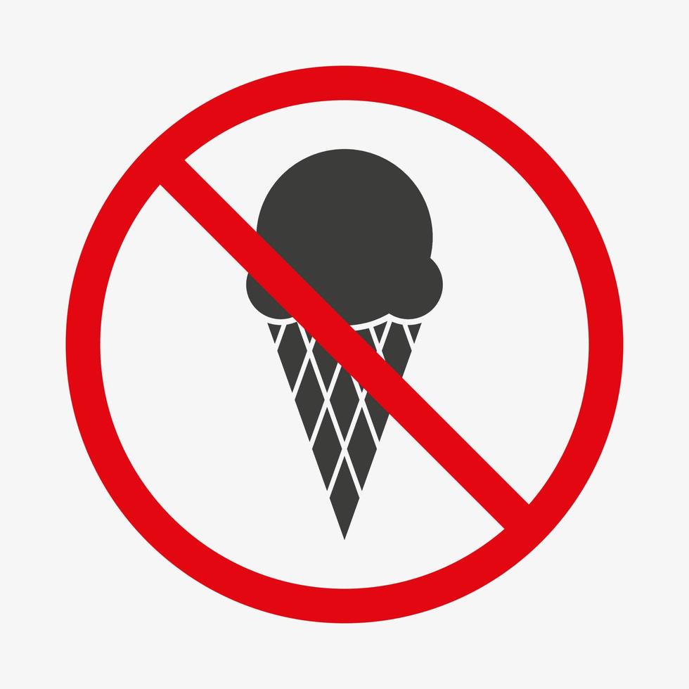 No ice cream vector symbol, Eating ice cream prohibited.