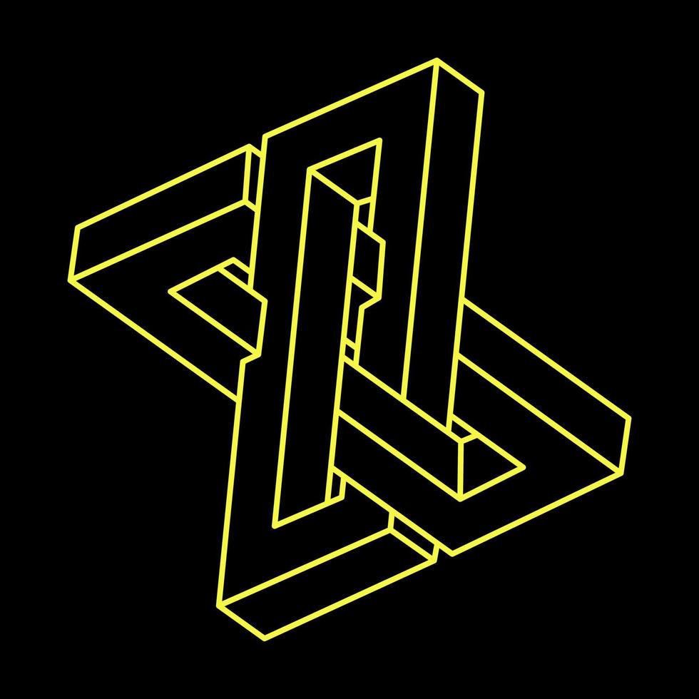 Impossible optical illusion shape. Optical art object. Sacred geometry. Impossible figures. Line art. Paradox. vector