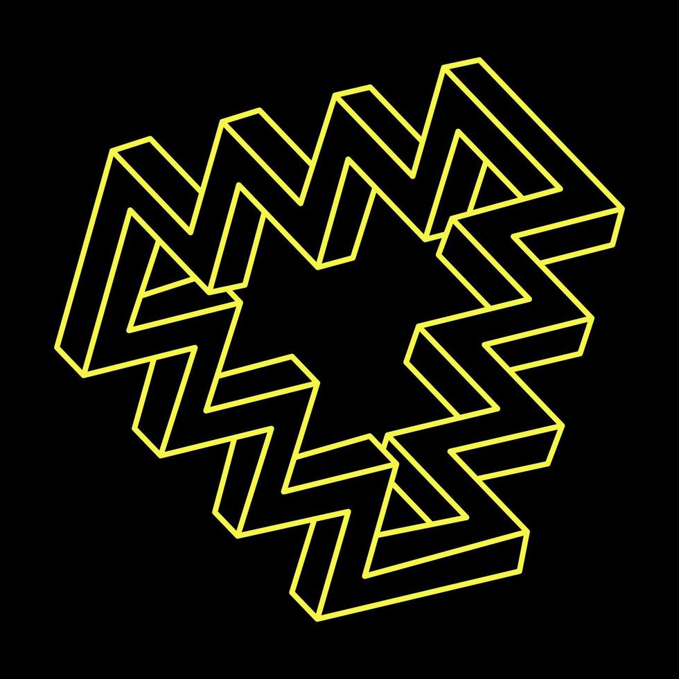 Impossible shapes logo design, optical illusion objects. Optical art figures. vector