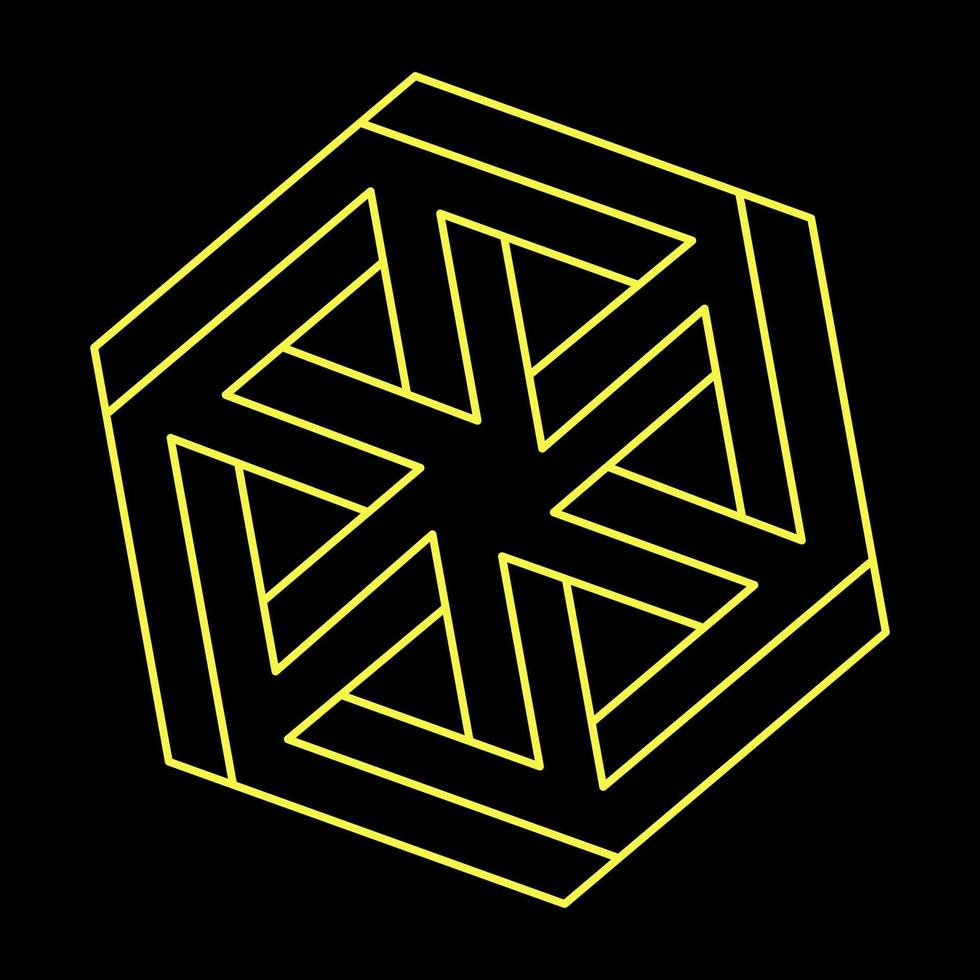 Impossible shapes logo design, optical illusion object. Optical art figure. Geometry. vector