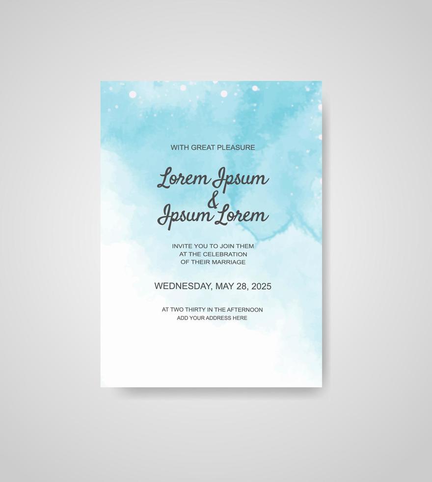 Wedding invitation with abstract watercolor background vector