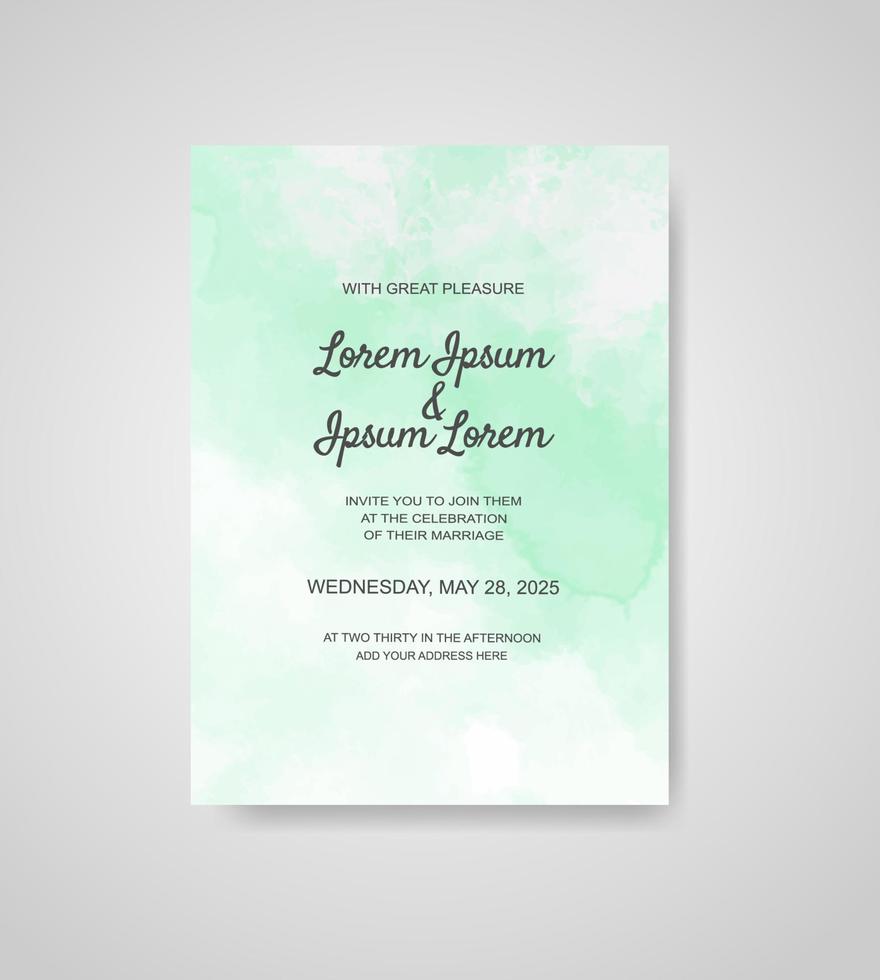 Wedding invitation with abstract watercolor background vector