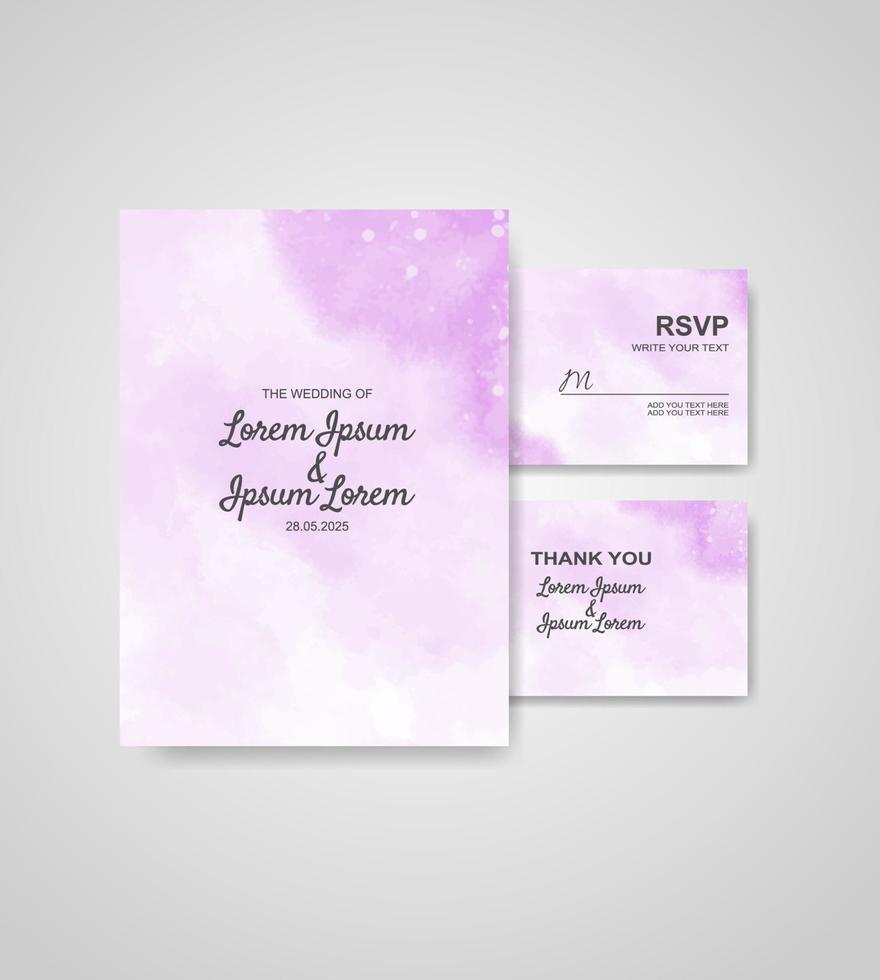 Wedding invitation with abstract watercolor background vector