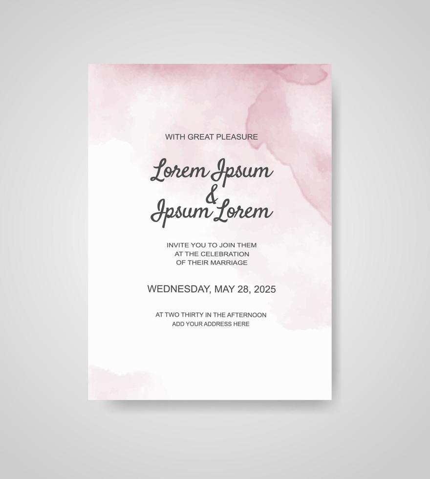 Wedding invitation with abstract watercolor background vector