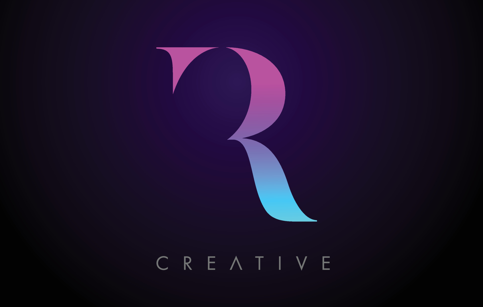 Purple Blue Neon R Letter Logo Design Concept with Minimalist Style and
