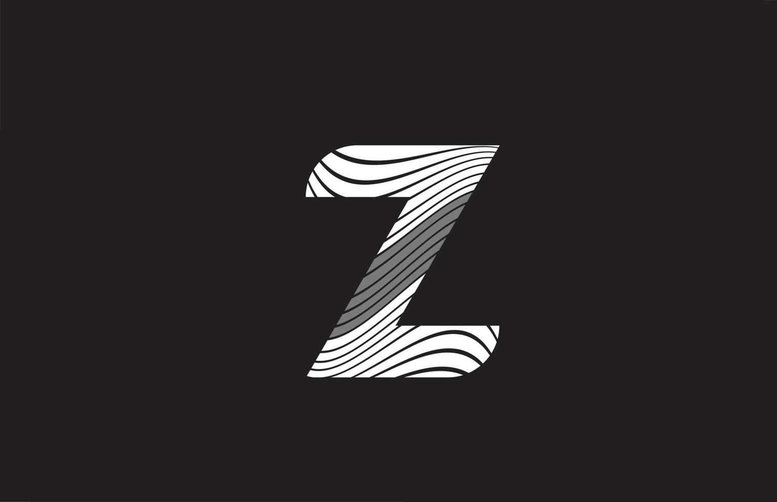líneas en blanco y negro z diseño del logotipo del icono de la letra del alfabeto. plantilla creativa para negocios vector