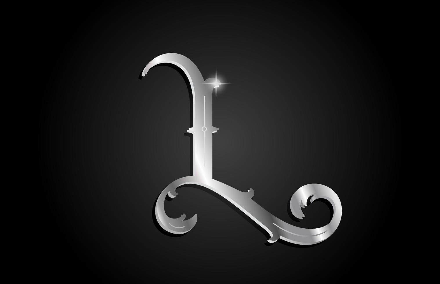 Diseño de logotipo de icono de letra del alfabeto de metal plateado l. plantilla creativa para negocio o empresa con color gris vector