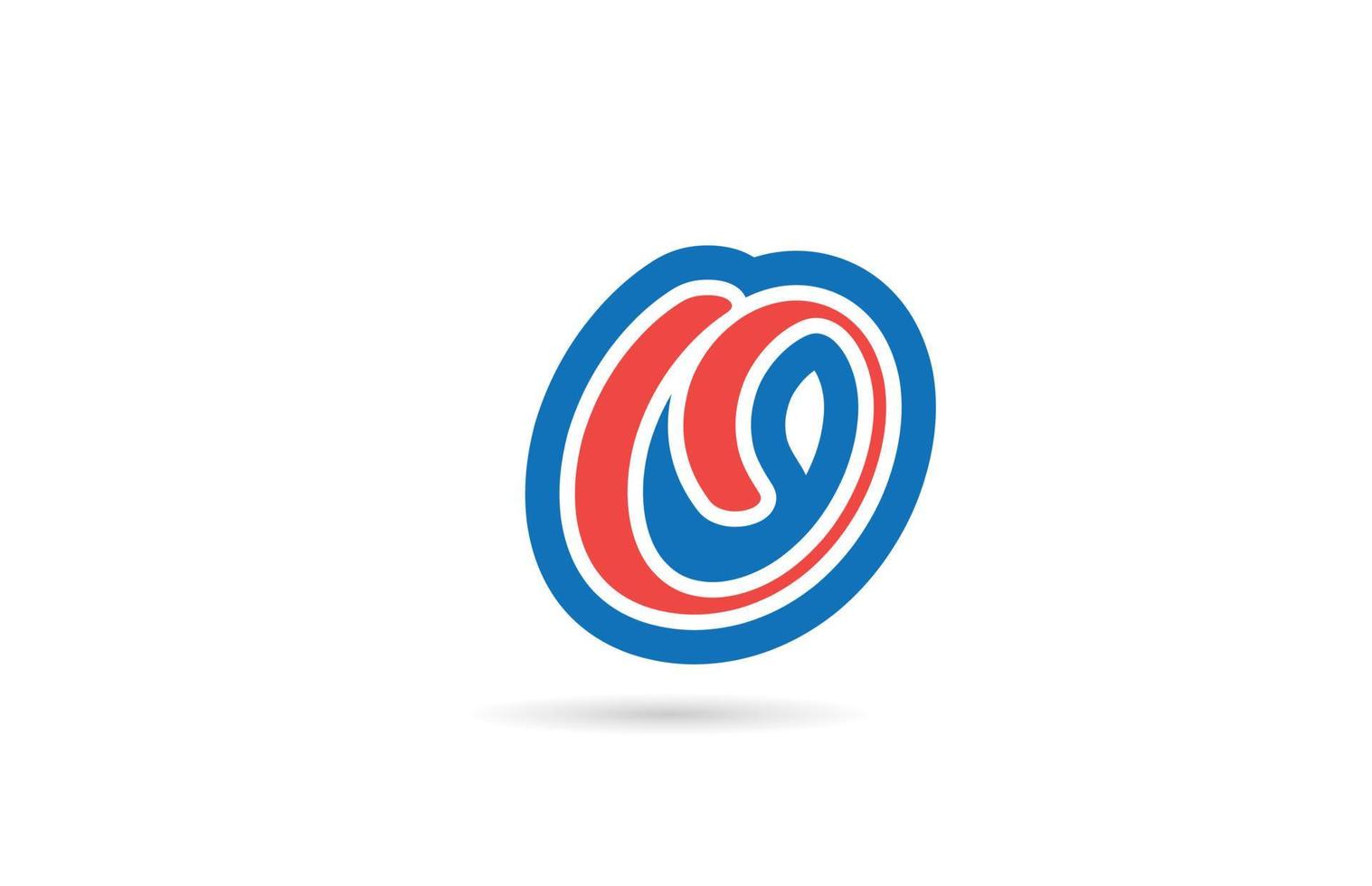 red blue handwritten O alphabet letter logo design icon. Creative template for business and company vector