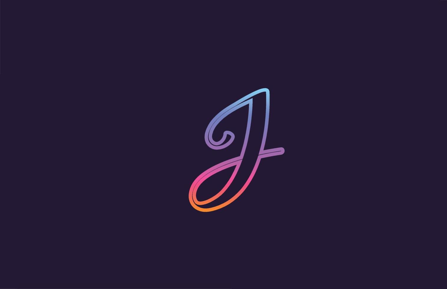 J alphabet letter icon logo design. Creative template for business and company with colorful line color vector