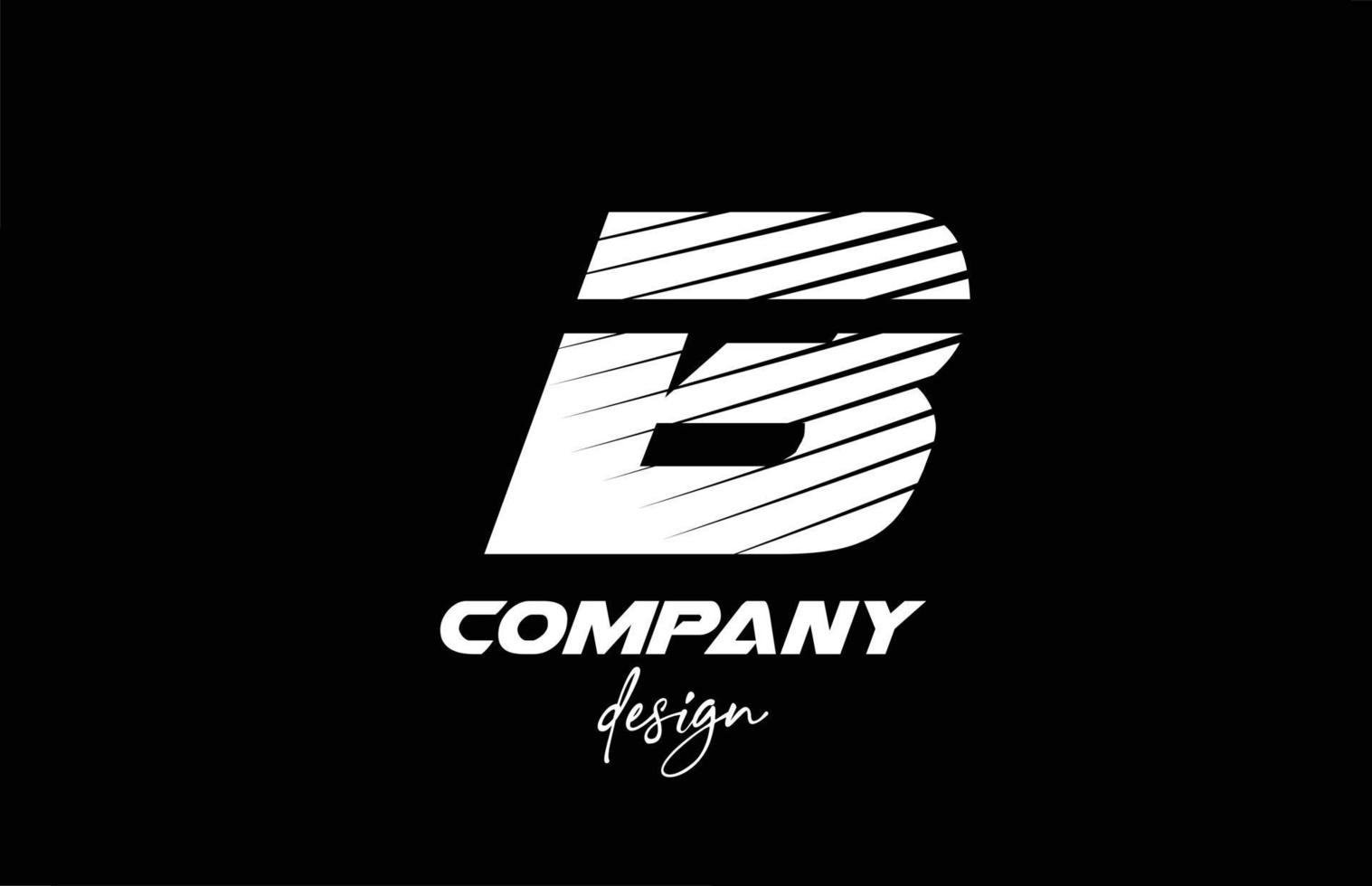 B alphabet letter icon logo design with black and white color. Creative template for company and business with sliced bold style vector