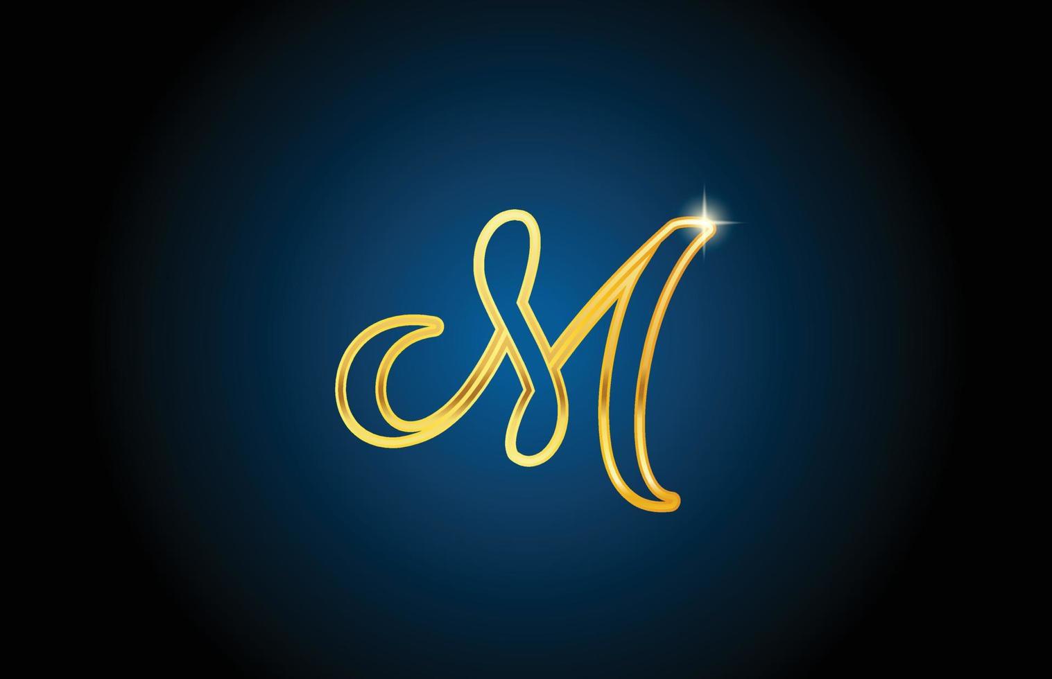 línea dorada m alfabeto letra logo icono diseño. plantilla de lujo creativa para negocios y empresas vector