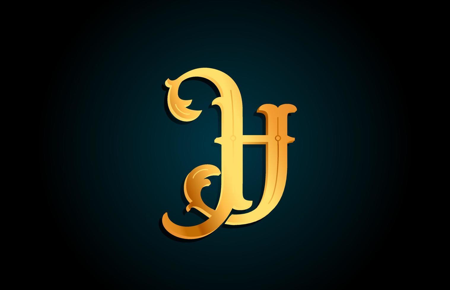 icono del diseño del logotipo de la letra del alfabeto h dorado. plantilla creativa para negocio o empresa con color amarillo vector