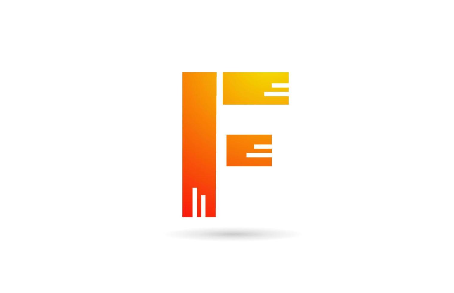 F orange gradient alphabet letter logo design icon. Creative template for business vector
