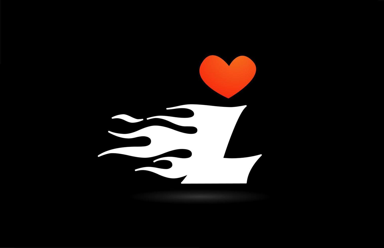 diseño del logotipo del icono de la letra del alfabeto l. plantilla creativa para negocios con amor corazón llamas vector