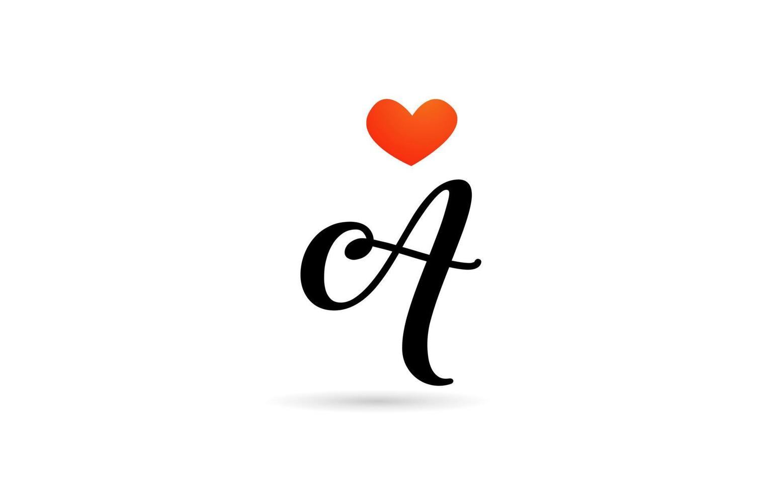 handwritten A alphabet letter icon logo design. Creative template for business with love heart vector