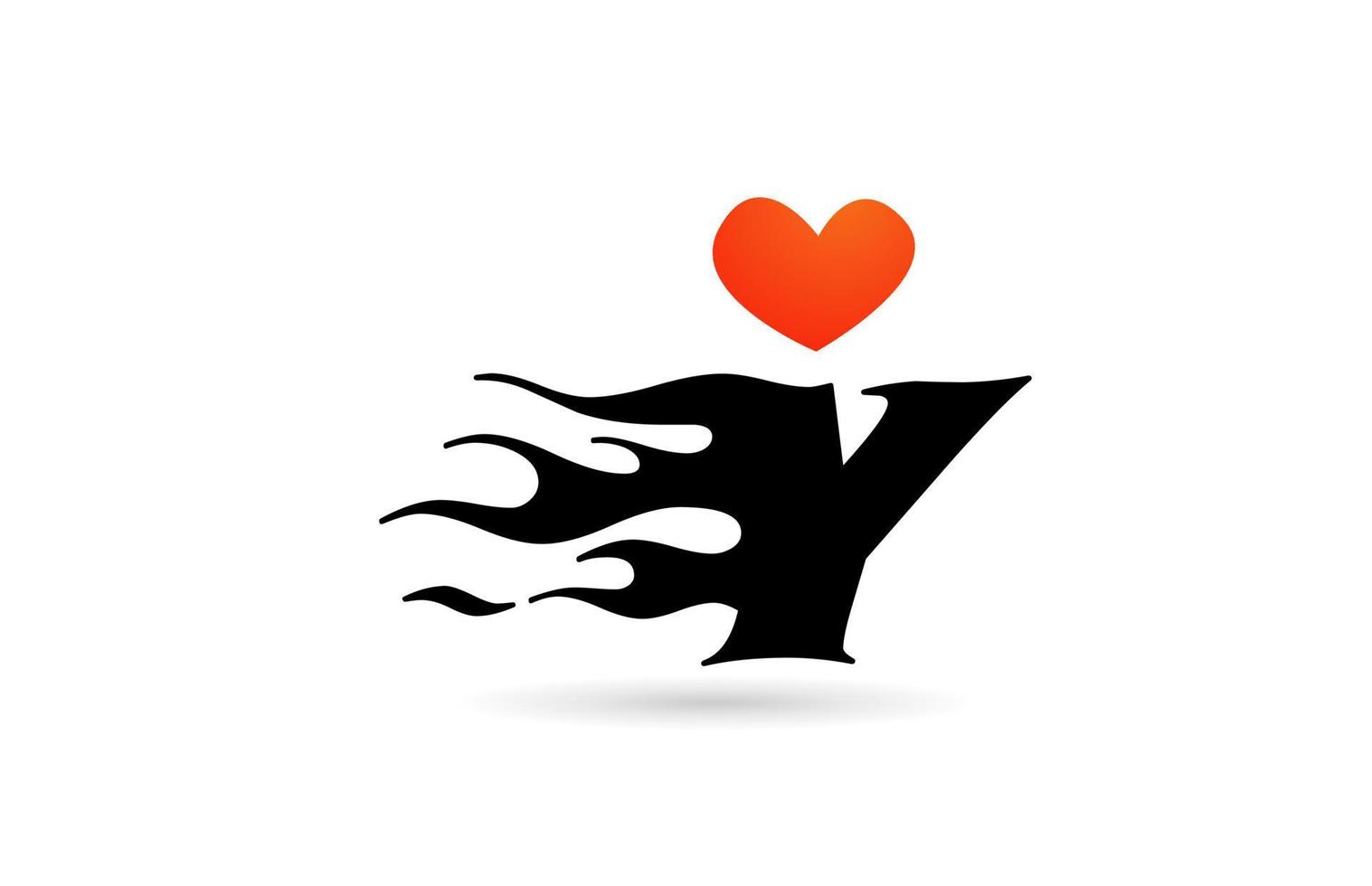 Y alphabet letter logo design icon. Creative template for business with love heart flames vector