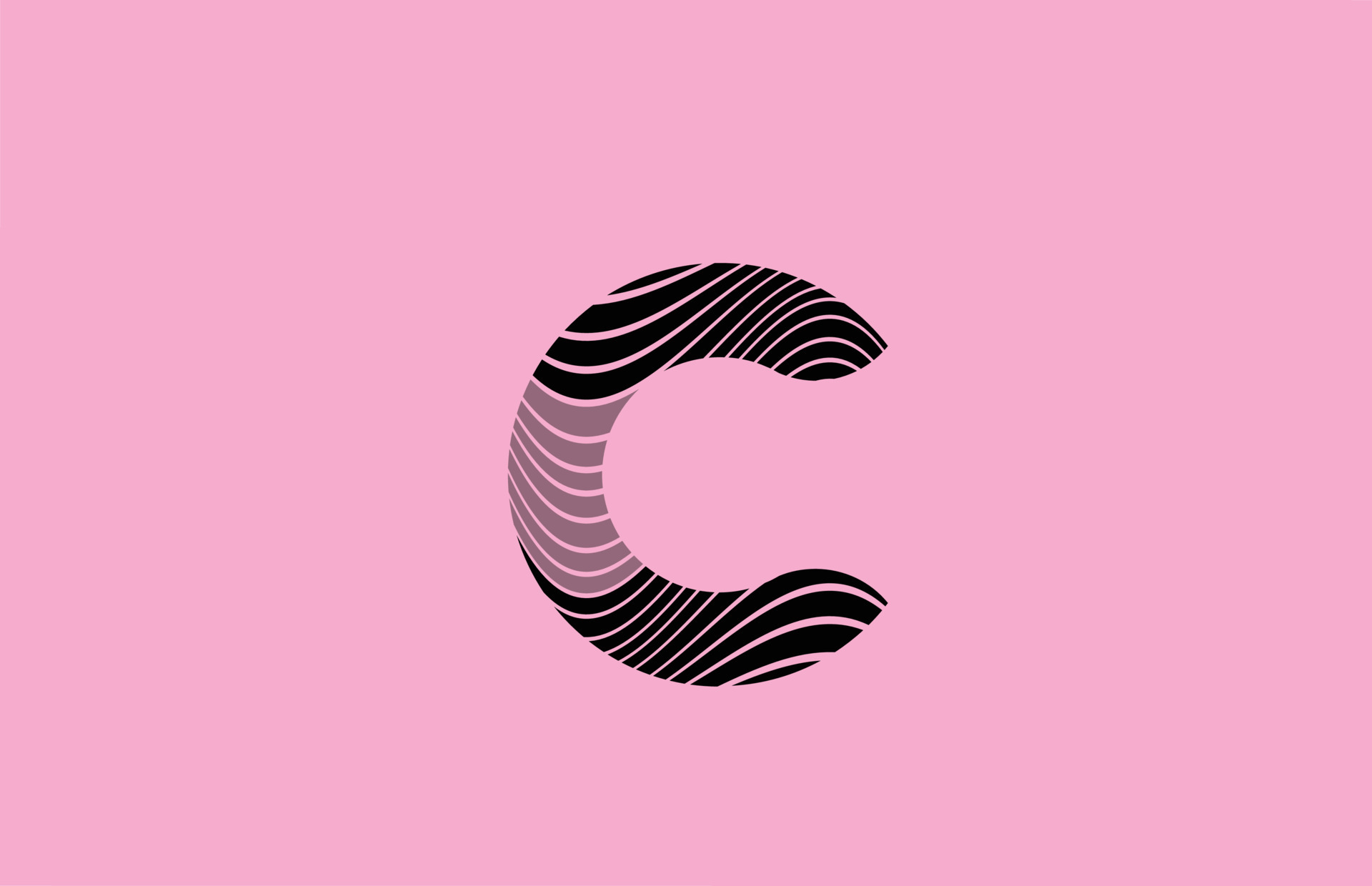 black letter C logo design icon with pink background. Creative template
