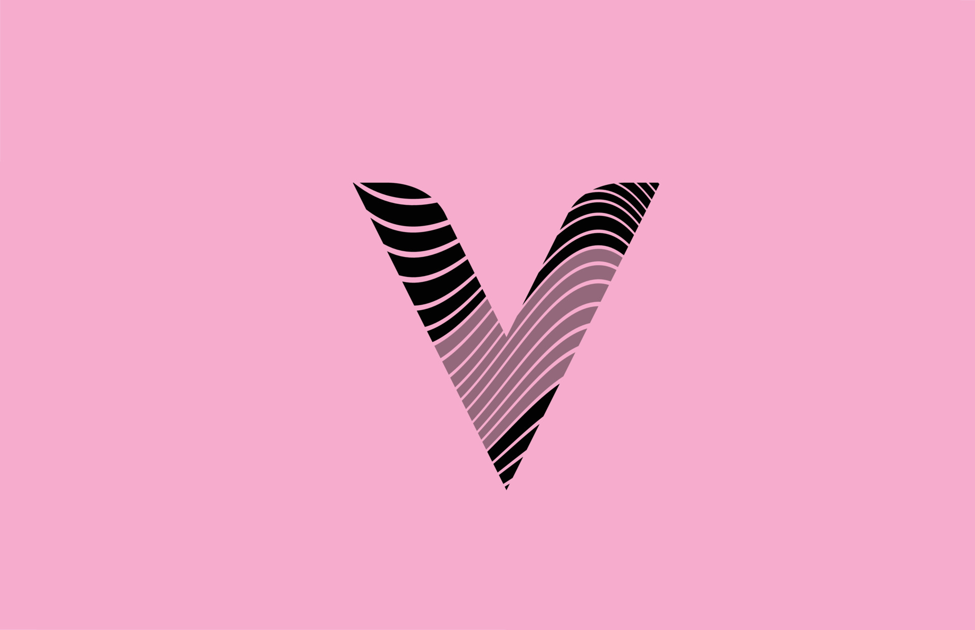 black letter V logo design icon with pink background. Creative template